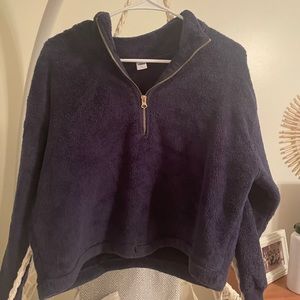 Navy Blue cropped zip up